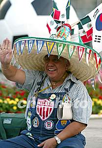 图:头戴大草帽的墨西哥球迷