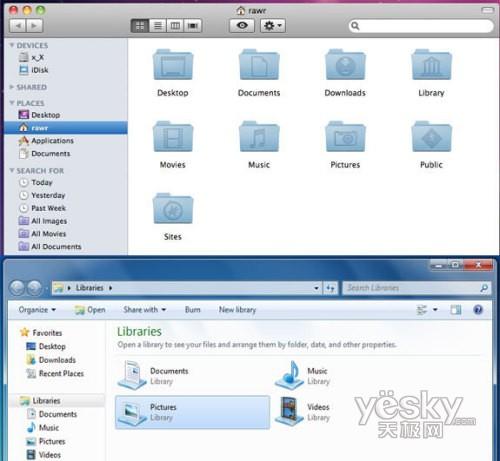 windows7、mac os x雪豹用户界面对比评测(2