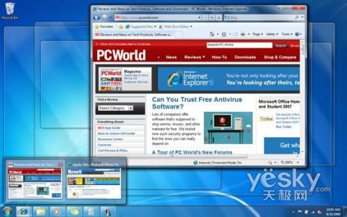 图为:Windows7的Aero Peek窗口管理界面