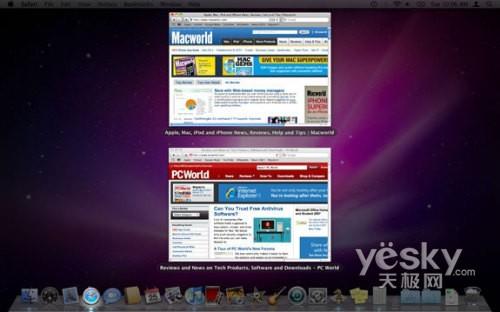 图为:雪豹的窗口管理界面