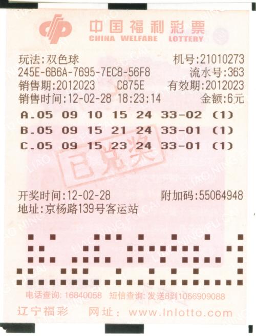 女彩民6元博中双色球二等奖 称选号全凭直觉