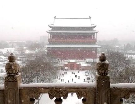 北京钟鼓楼雪景动人