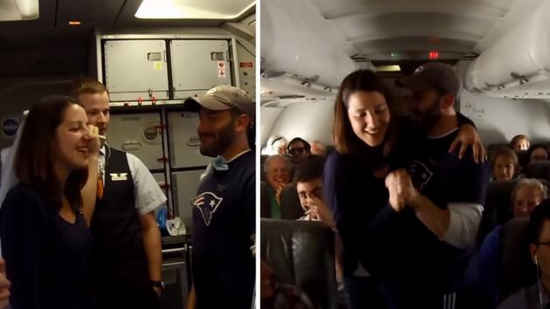 裸婚小夫妻机上办即兴婚礼超温馨空姐当花童(图)