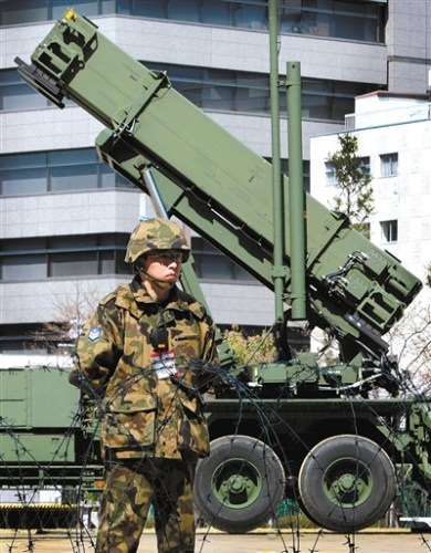 日本爱国者3陆基反导导弹。它也被部署拦截朝火箭 日本爱国者3陆基反导导弹。它也被部署拦截朝火箭