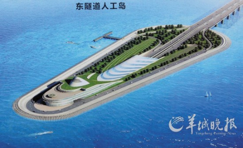 港珠澳大桥的东隧道人工岛效果图 港珠澳大桥的东隧道人工岛效果图
