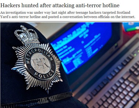 英国伦敦警察厅反恐热线遭少年黑客袭击(网页截图) 英国伦敦警察厅反恐热线遭少年黑客袭击(网页截图)