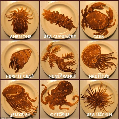 以海洋生物为主题的煎饼。 以海洋生物为主题的煎饼。