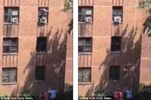 7岁女孩在窗外空调上唱歌跳舞，失足摔下。