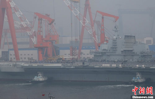 中国航母平台完成第九次海试 中国航母平台完成第九次海试