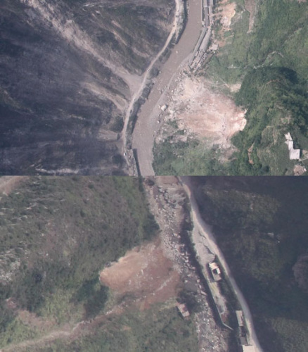 山体滑坡。 山体滑坡。