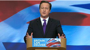 英国首相卡梅伦10日在保守党年会上发表讲话。 英国首相卡梅伦10日在保守党年会上发表讲话。