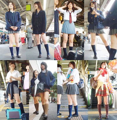 等待电车的日本女学生(网络图片) 等待电车的日本女学生(网络图片)
