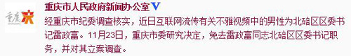 重庆市纪委承认雷政富系不雅视频男主角 重庆市纪委承认雷政富系不雅视频男主角