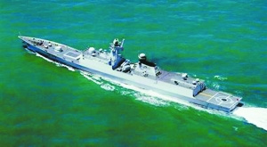 导弹护卫舰 (舟山舰) 由上海沪东造船厂建造,2006年下水,2008年服役于东海舰队。2009年,舟山舰参加中国海军第三批护航编队,赴亚丁湾、索马里海域执行接替第二批护航编队护航任务。 主尺度:长134米,宽15.2米,吃水5米 排水量:3647吨(标准),4053吨(满载) 武器:红旗-16防空导弹,1座PJ26型单管76MM隐身舰炮,2座3200型(86式)6联装反潜火箭发射器,1架直-9C型反潜直升机 舰员:190人 导弹护卫舰 (舟山舰) 由上海沪东造船厂建造,2006年下水,2008年服役于东海舰队。2009年,舟山舰参加中国海军第三批护航编队,赴亚丁湾、索马里海域执行接替第二批护航编队护航任务。 主尺度:长134米,宽15.2米,吃水5米 排水量:3647吨(标准),4053吨(满载) 武器:红旗-16防空导弹,1座PJ26型单管76MM隐身舰炮,2座3200型(86式)6联装反潜火箭发射器,1架直-9C型反潜直升机 舰员:190人