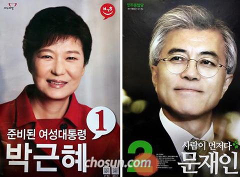 韩国总统候选人朴槿惠和文在寅(网页截图) 韩国总统候选人朴槿惠和文在寅(网页截图)