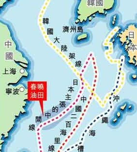 资料图:港媒制作的中日韩东海划界主张示意图 资料图:港媒制作的中日韩东海划界主张示意图
