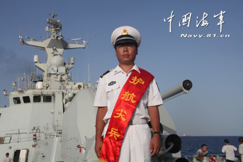 被评为“护航尖兵”的杨国军。 被评为“护航尖兵”的杨国军。