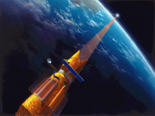 反卫星武器想象图。 反卫星武器想象图。