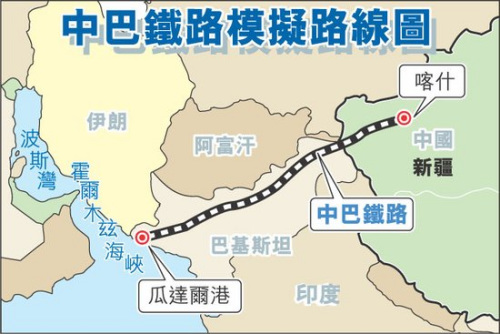 瓜达尔港及中巴铁路位置示意图 瓜达尔港及中巴铁路位置示意图