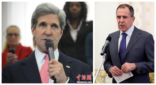 美国国务卿克里(左)与俄罗斯外长拉夫罗夫。 美国国务卿克里(左)与俄罗斯外长拉夫罗夫。