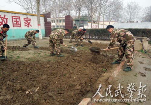 犁地翻土,补充土壤肥料。图片来源:人民武警报 犁地翻土,补充土壤肥料。图片来源:人民武警报