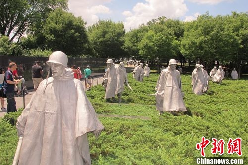 图为美国朝鲜战争纪念碑 韩胜宝摄 图为美国朝鲜战争纪念碑 韩胜宝摄