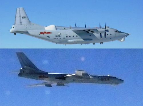 中国轰6运8编队穿越岛链 日战机升空应对(组图) 中国轰6运8编队穿越岛链 日战机升空应对(组图)