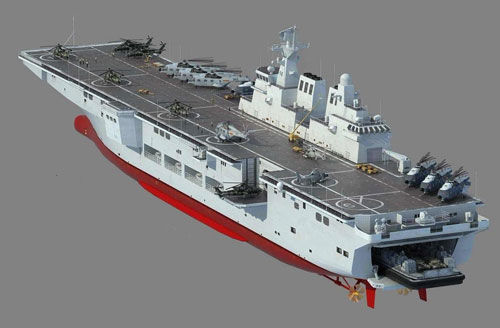 中国新型两栖攻击舰想象图。(资料图)