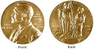 资料图：诺贝尔奖奖章正反面的设计之一。