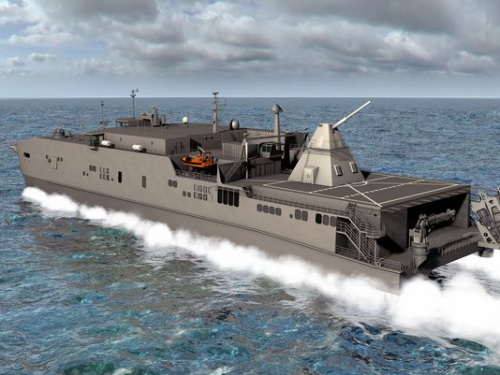 安装有电磁导轨炮的联合高速船想象图中新网1月11日电 据中国国防科技