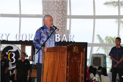 马来西亚总理纳吉布在森林城市全球开放盛典上致辞。 马来西亚总理纳吉布在森林城市全球开放盛典上致辞。