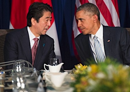 资料图:安倍与奥巴马 资料图:安倍与奥巴马