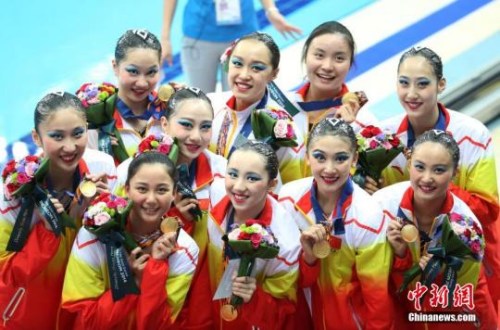 资料图:中国队获得仁川亚运会花样游泳集体项目金牌。 <a target='_blank' href='http://www.chinanews.com/'>中新社</a>记者 汤彦俊 摄 资料图:中国队获得仁川亚运会花样游泳集体项目金牌。 <a target='_blank' href='http://www.chinanews.com/'>中新社</a>记者 汤彦俊 摄