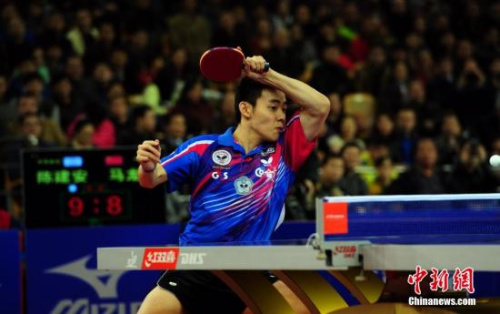 3月21日晚,2014年第27届亚洲杯乒乓球赛在武汉展开第二个比赛日角逐。中国队的马龙以4-1战胜中华台北的陈建安晋级决赛。图为中华台北选手陈建安比赛中。<a target='_blank' href='http://www.chinanews.com/'>中新社</a>发 张畅 摄 3月21日晚,2014年第27届亚洲杯乒乓球赛在武汉展开第二个比赛日角逐。中国队的马龙以4-1战胜中华台北的陈建安晋级决赛。图为中华台北选手陈建安比赛中。<a target='_blank' href='http://www.chinanews.com/'>中新社</a>发 张畅 摄 3月21日晚,2014年第27届亚洲杯乒乓球赛在武汉展开第二个比赛日角逐。中国队的马龙以4-1战胜中华台北的陈建安晋级决赛。图为中华台北选手陈建安比赛中。<a target='_blank' href='http://www.chinanews.com/'>中新社</a>发 张畅 摄 3月21日晚,2014年第27届亚洲杯乒乓球赛在武汉展开第二个比赛日角逐。中国队的马龙以4-1战胜中华台北的陈建安晋级决赛。图为中华台北选手陈建安比赛中。<a target='_blank' href='http://www.chinanews.com/'>中新社</a>发 张畅 摄