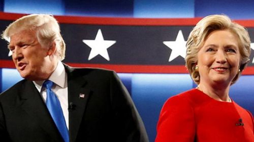 资料图:特朗普与希拉里 资料图:特朗普与希拉里