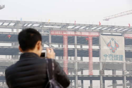 建设中的北京城市副中心行政办公区。韩海丹 摄 建设中的北京城市副中心行政办公区。韩海丹 摄