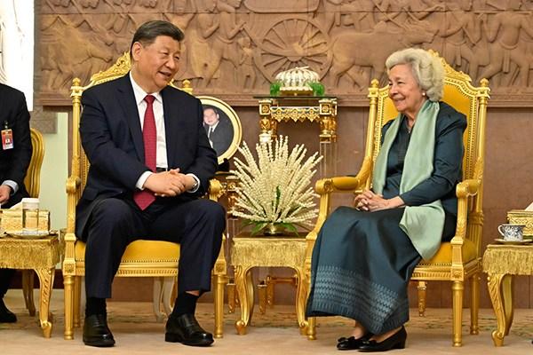 习近平会见柬埔寨太后莫尼列