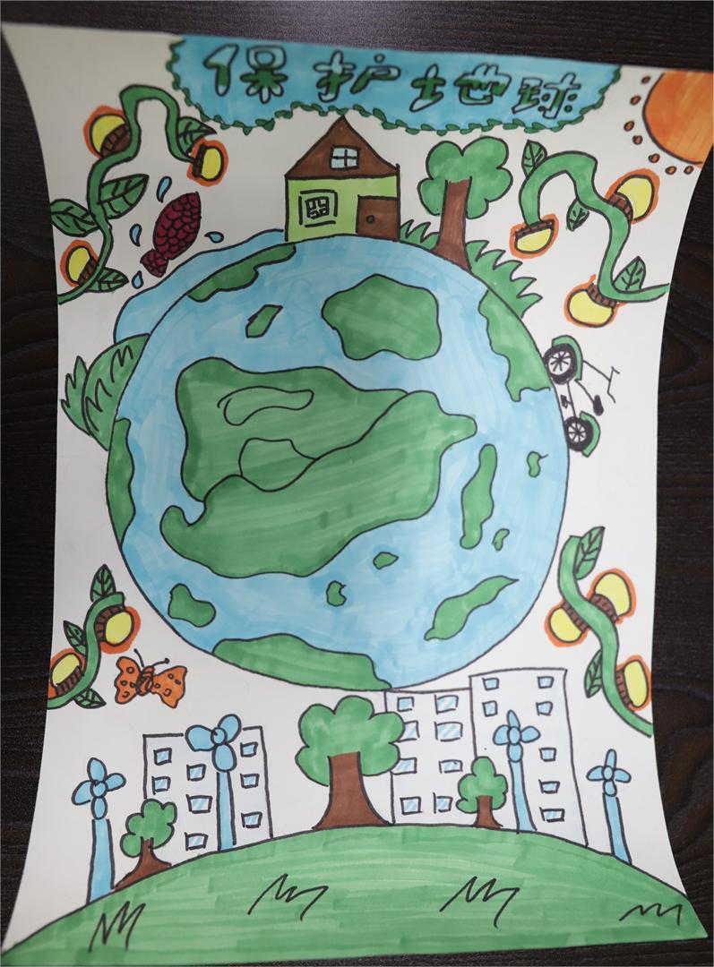 《同一个地球，绿色的家园》张雅涵 11岁