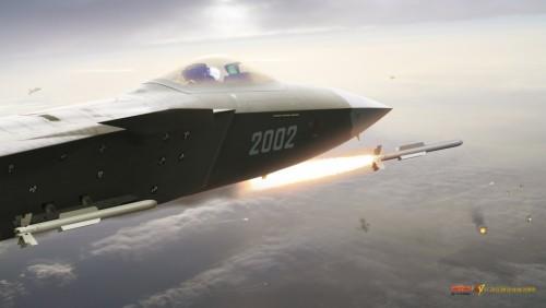 歼-20发射霹雳-13空空导弹的想象图