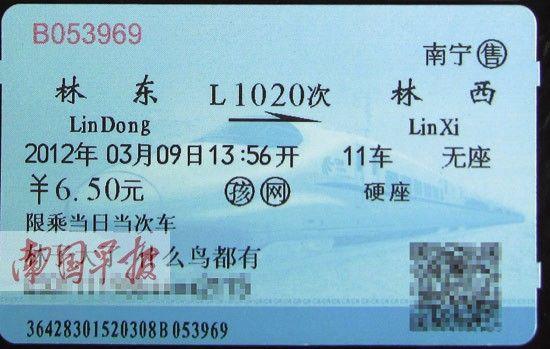 这张票的乘客名字为“林子大了,什么鸟都有”。网友“苏小昀”供图