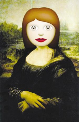 网友恶搞名画蒙娜丽莎被贴上表情符号图