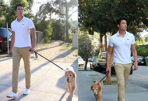 丹尼尔海尼遛狗照曝光表情严肃似摆拍图