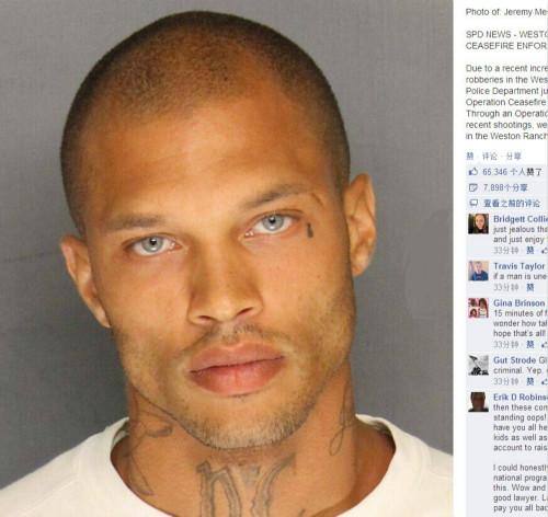 美国一重犯因入狱照太帅走红网络图