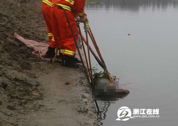 杭州河中现无名男尸只着内裤身上长满水草图