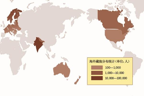 境外藏胞的分布图