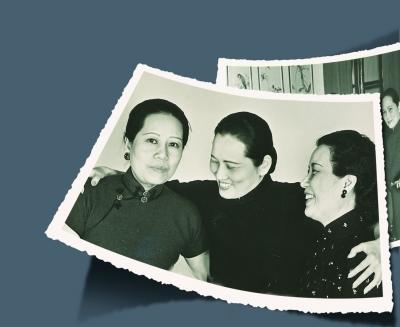 宋氏三姐妹罕见合影曝光3人相拥而笑图