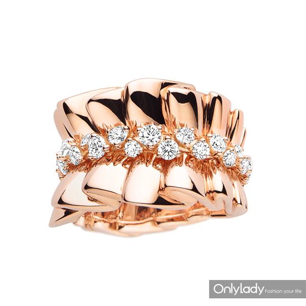Dior高级珠宝Archi-Dior-Bar-en-Corolle系列玫瑰金、钻石戒指