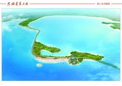 东湖通道工程湖心岛鸟瞰图 记者张驰 通讯员李志文 文凯 王璇