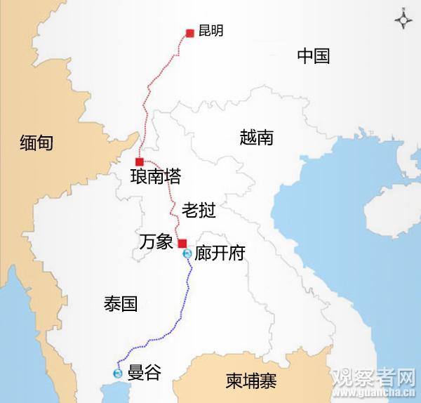 中泰,中老铁路规划线路