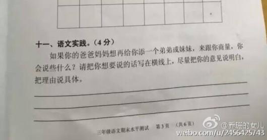 小学生二孩神回复